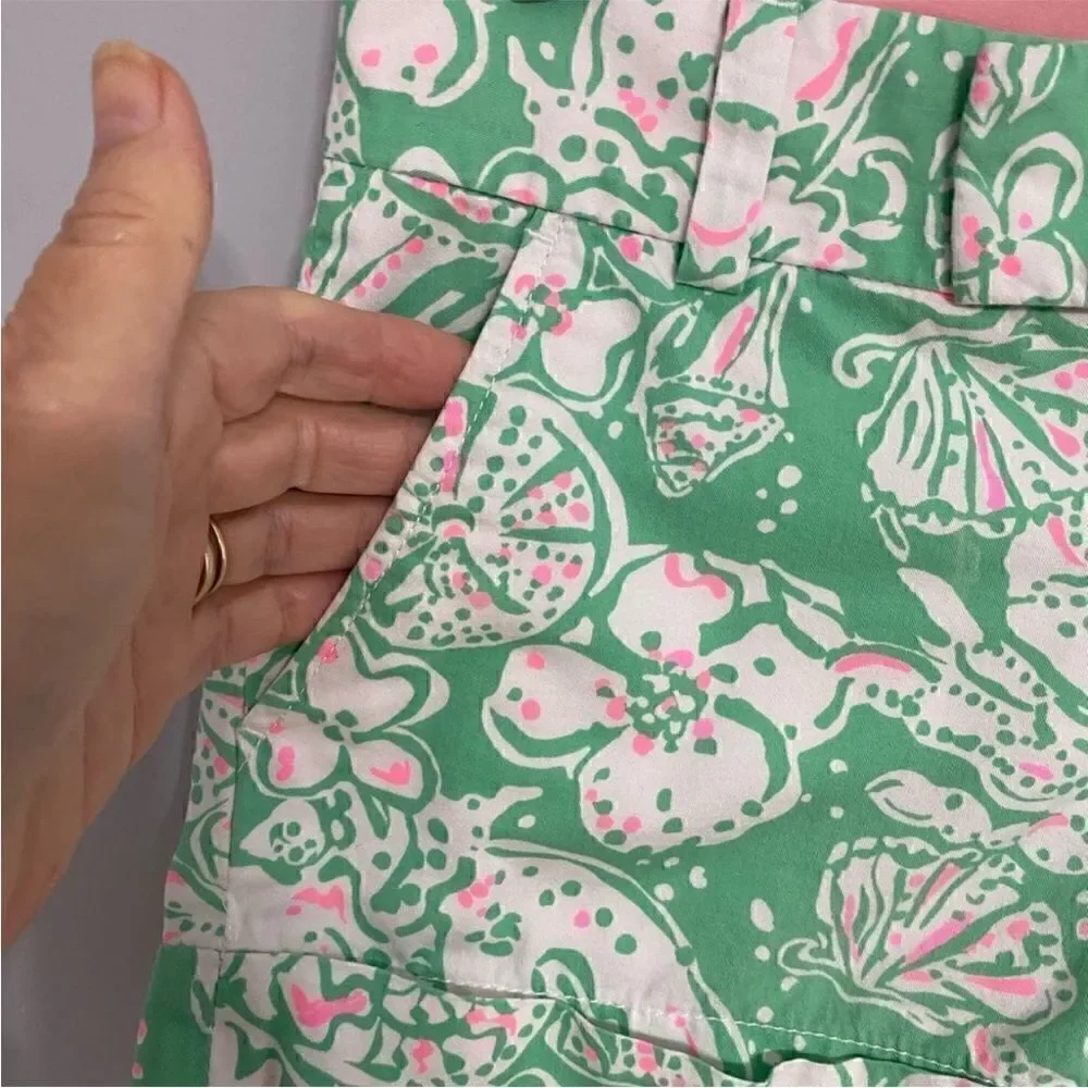Lilly Pulitzer Barclay Green and Pink Short Women Size 0